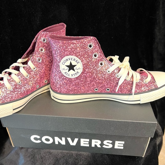 CONVERSE Orchid Abyss/Egret/Black Chuck Taylor All Star Glitter SZ 11 - Picture 16 of 16